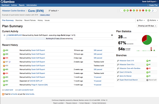 Bamboo is a CI server that can create a CD pipeline by automating release management for your applications